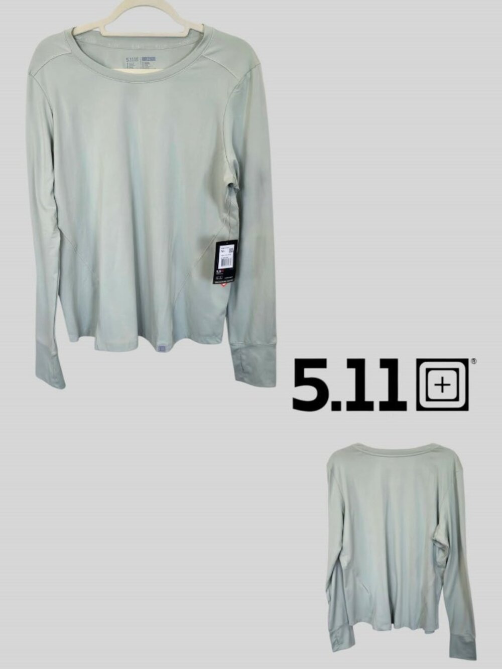 5.11 Tactical Light Sage Green Longsleeve Performance Thumbholes Shirt Womens XL